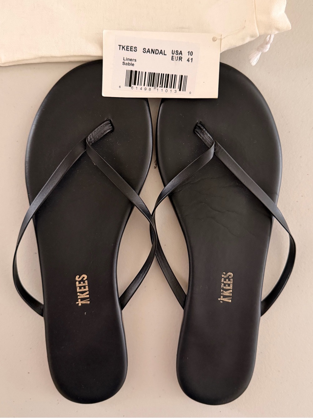 TKEES Black Thin-Strap Minimalist Sandals